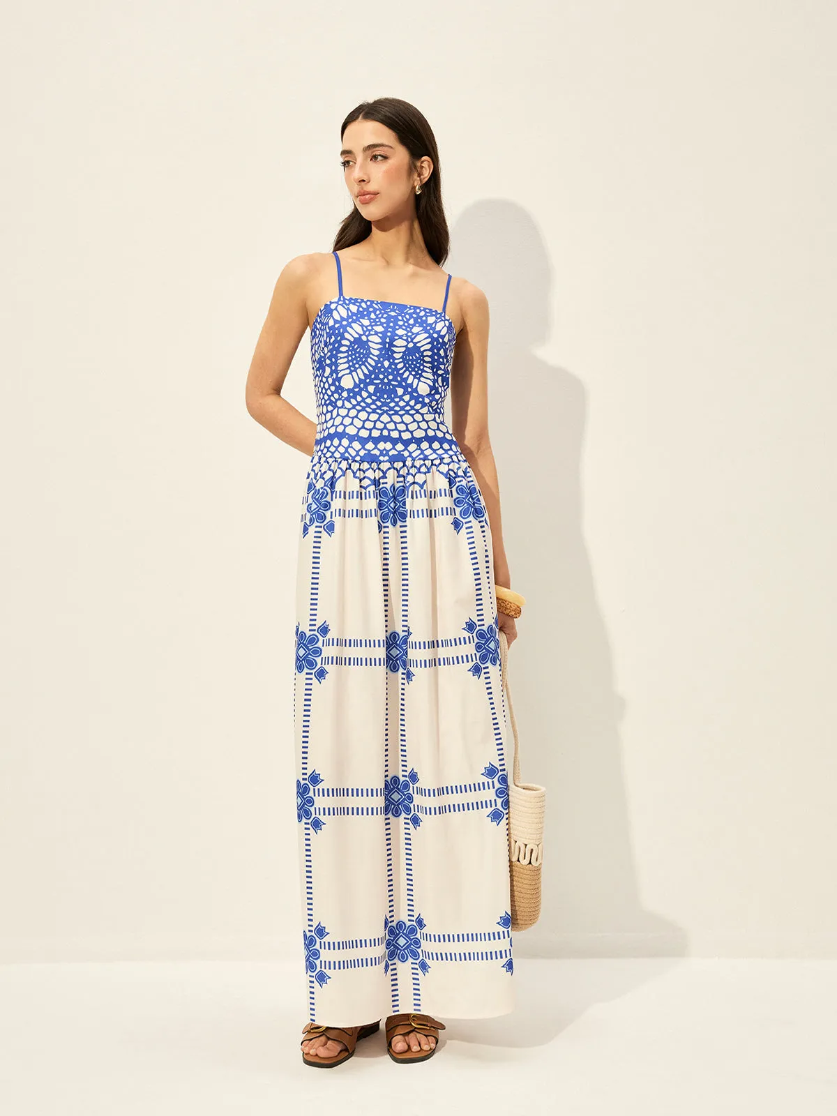 Print Adujstable Spaghetti Strap Zipper Dress sold by COMMENSE product image thumbnail 5