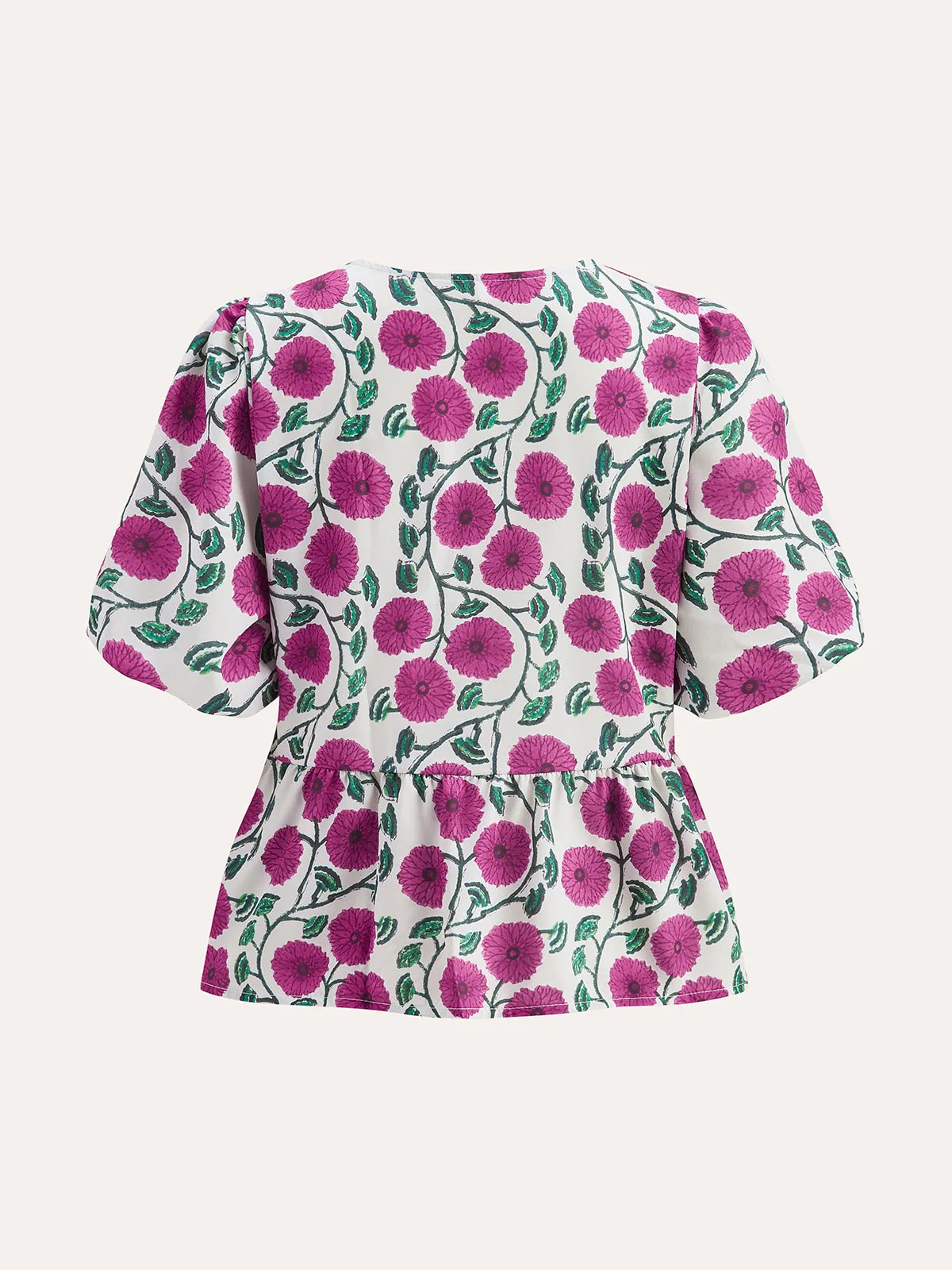 Boho V-Neck Drawstring Puff Sleeve Skirt Set sold by COMMENSE product image thumbnail 3