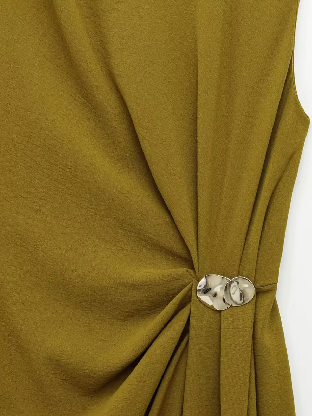 Metal Detail Shirred Waist Sleeveless Spilt Dress sold by COMMENSE product image thumbnail 2