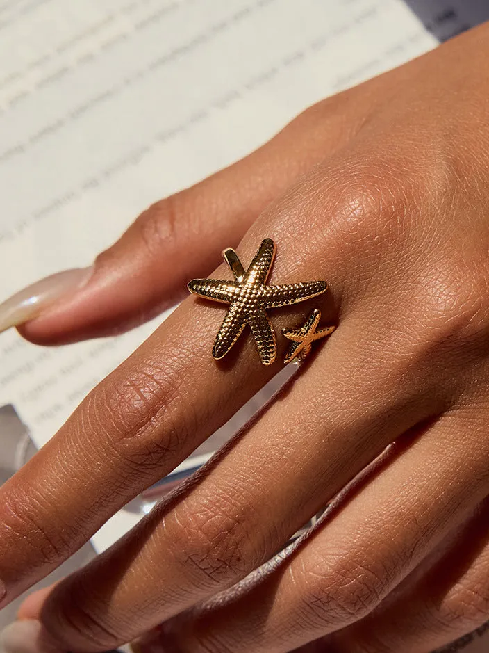 Asymmetrical Starfish Open Ring sold by COMMENSE