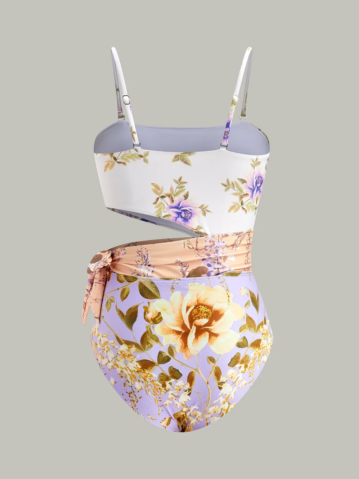 Print Cut-Out Bow Spaghetti Strap One-Piece Swimsuit sold by COMMENSE product image thumbnail 3