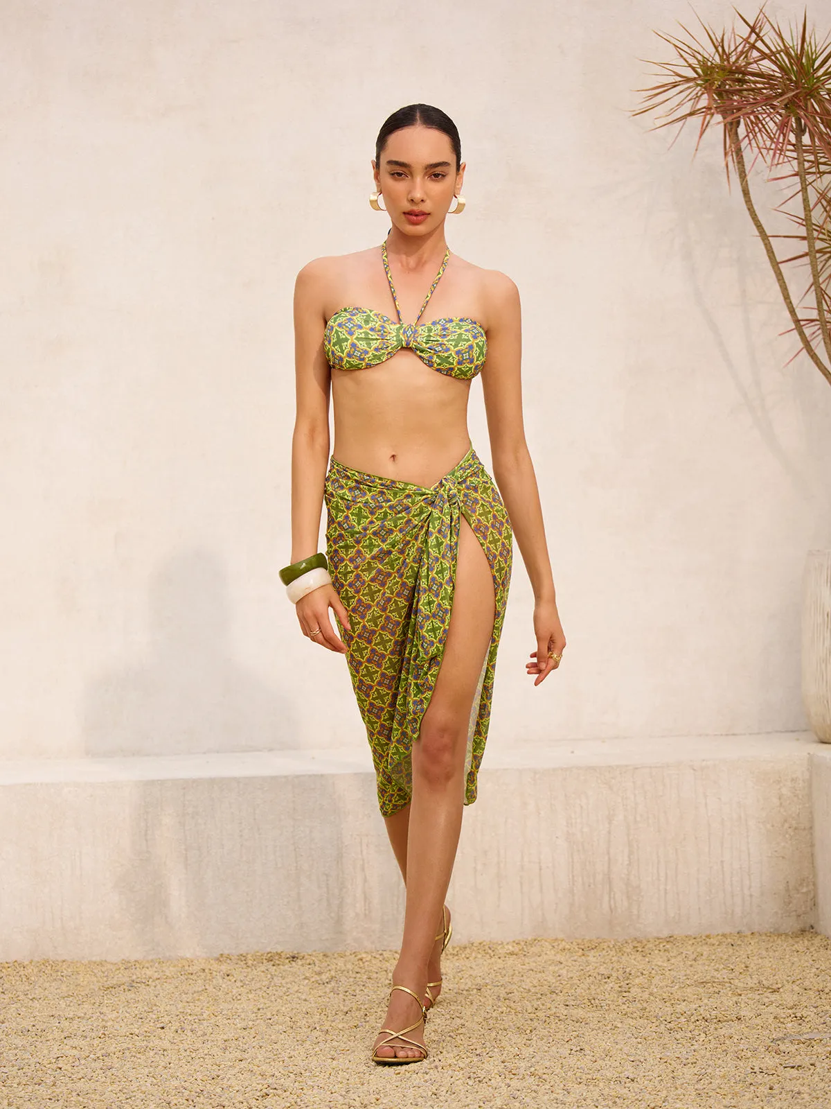 Retro Print Tie-Waist Mesh Cover-Up sold by COMMENSE product image thumbnail 4