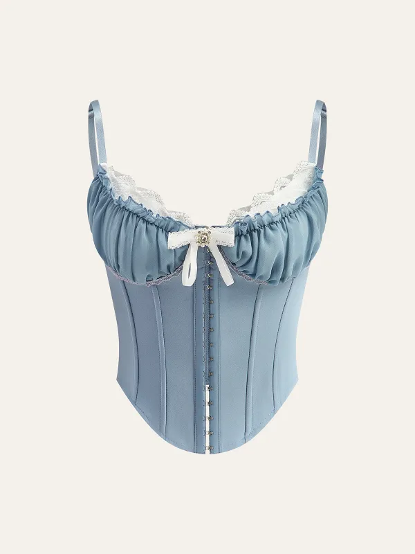 Lace Trim Sweetheart Neck Bow Detail Corset sold by COMMENSE