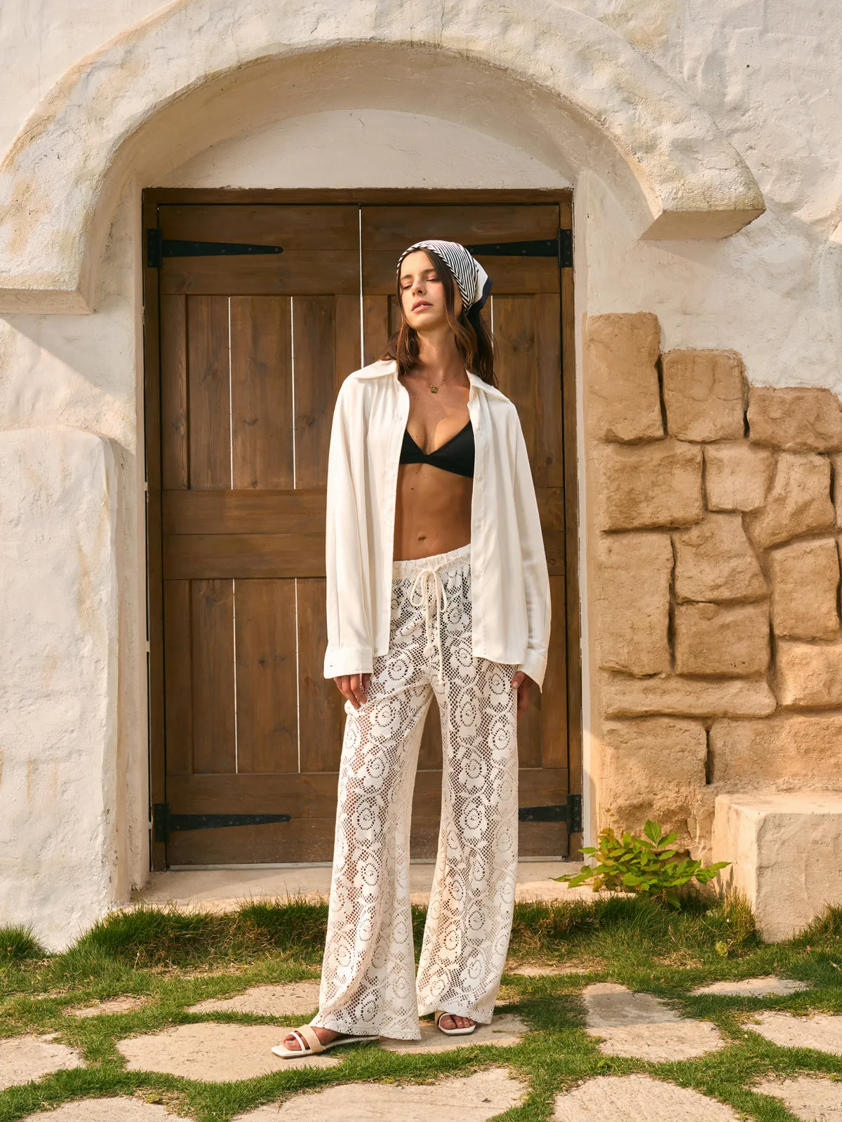 Sheer Mid-Waist Drawstring Pants sold by COMMENSE product image thumbnail 5