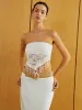 Lace Insert Tassel Hem Tube Top sold by COMMENSE
