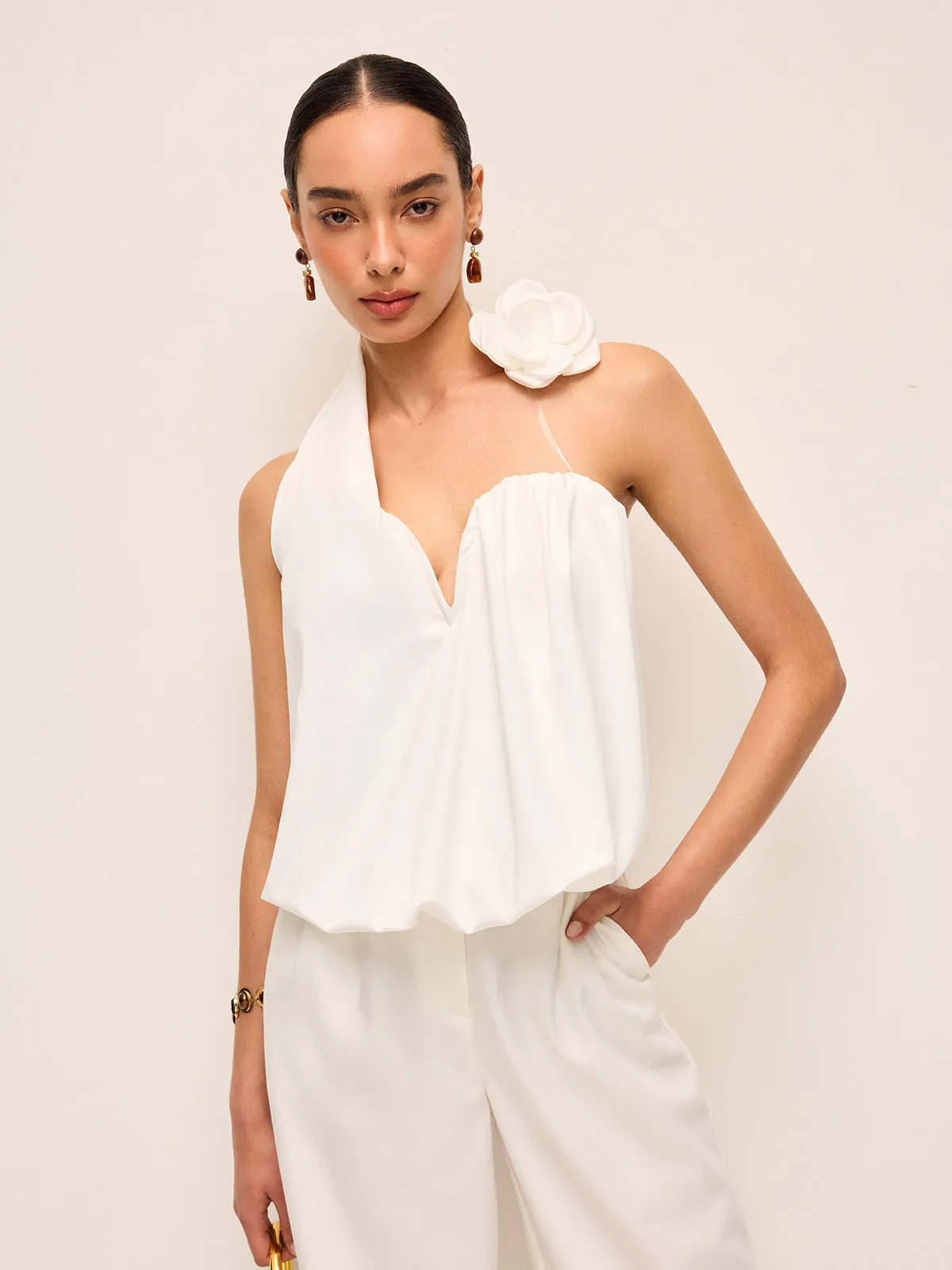 3D Floral Embellished Halter Top sold by COMMENSE product image thumbnail 3