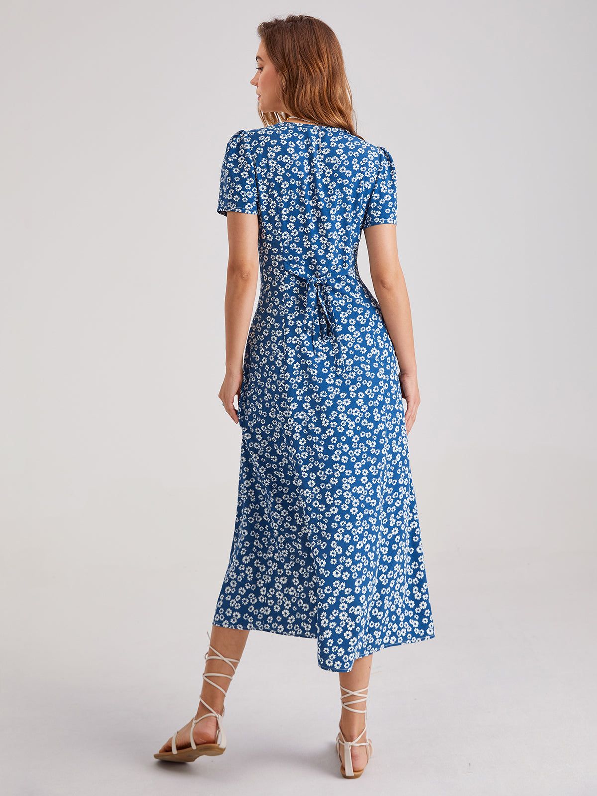 Sweetheart V-Neck Daisy Midi Dress sold by COMMENSE product image thumbnail 6