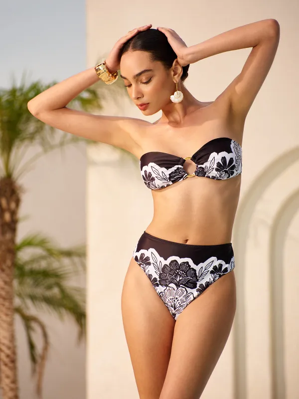 Floral Print High-Waist Bikini Bottom sold by COMMENSE