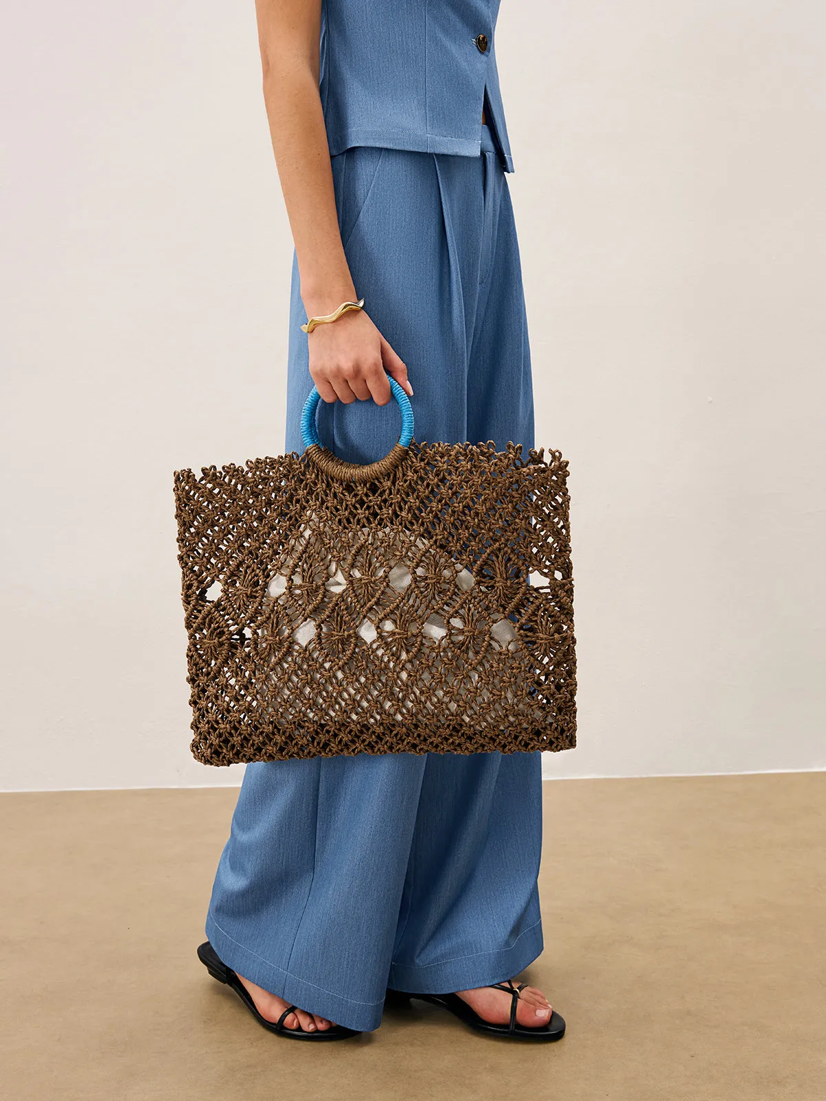 Crochet Tote Bag With Inner Lining sold by COMMENSE product image thumbnail 3