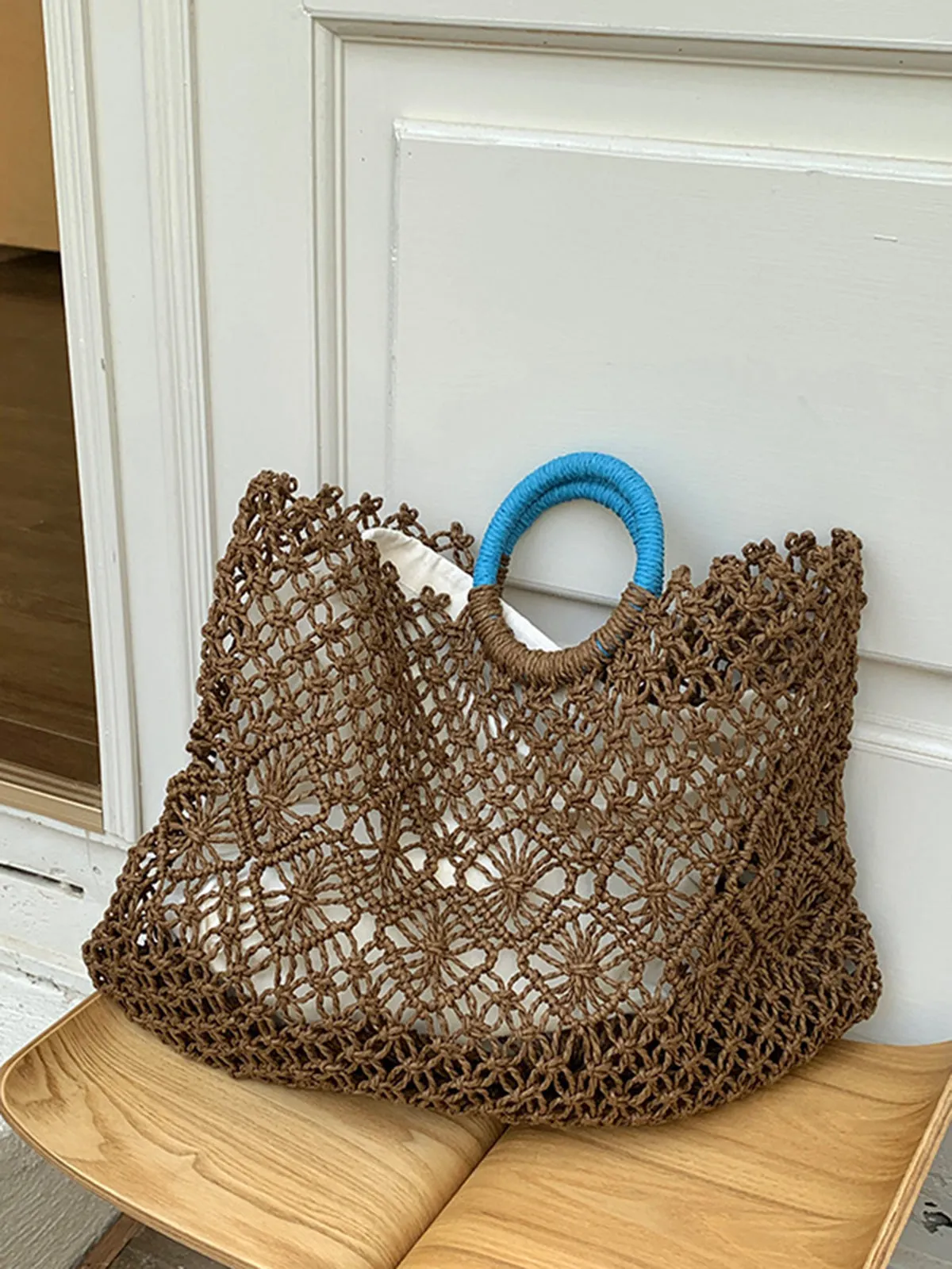 Crochet Tote Bag With Inner Lining sold by COMMENSE product image thumbnail 4