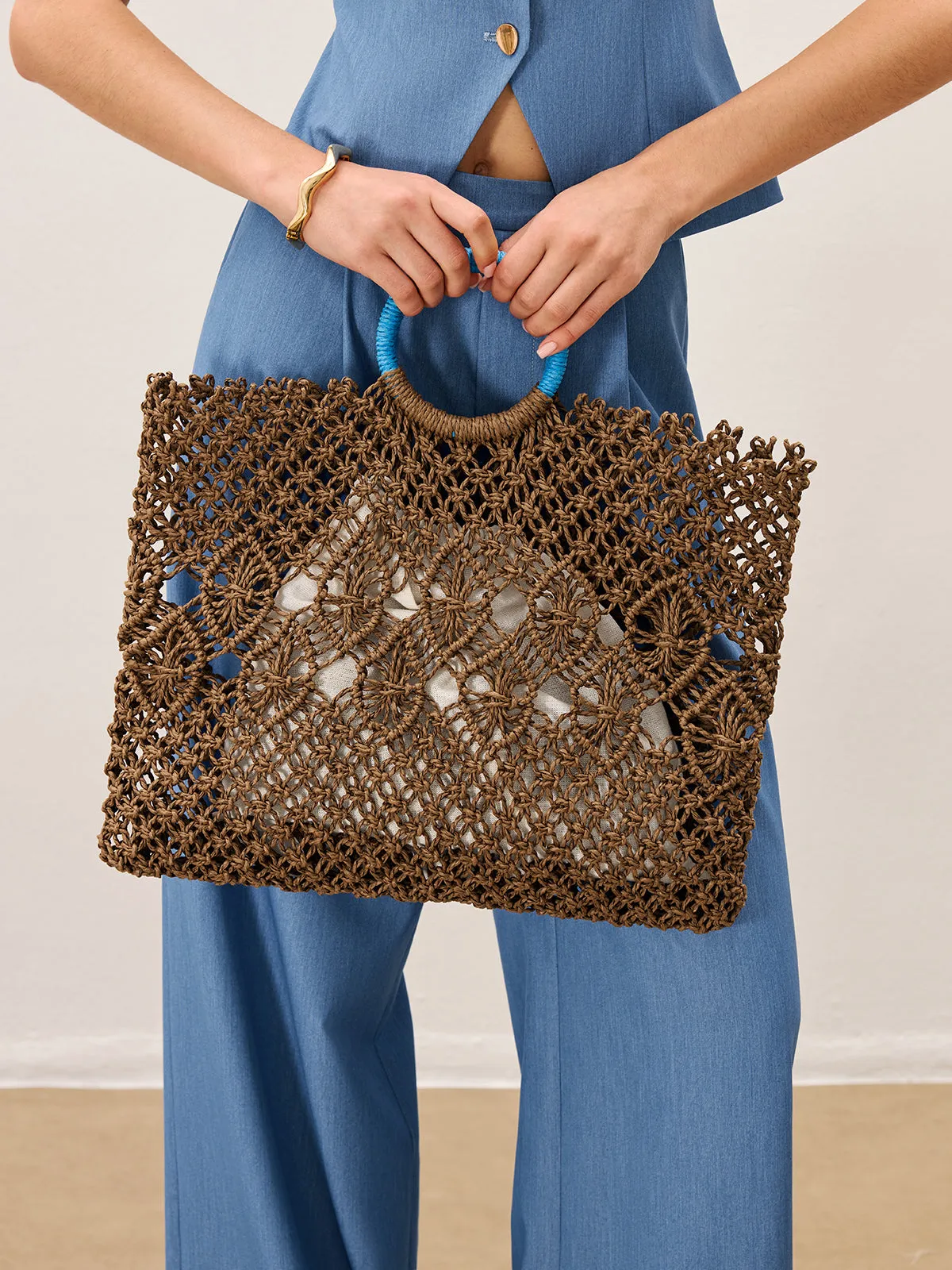 Crochet Tote Bag With Inner Lining sold by COMMENSE