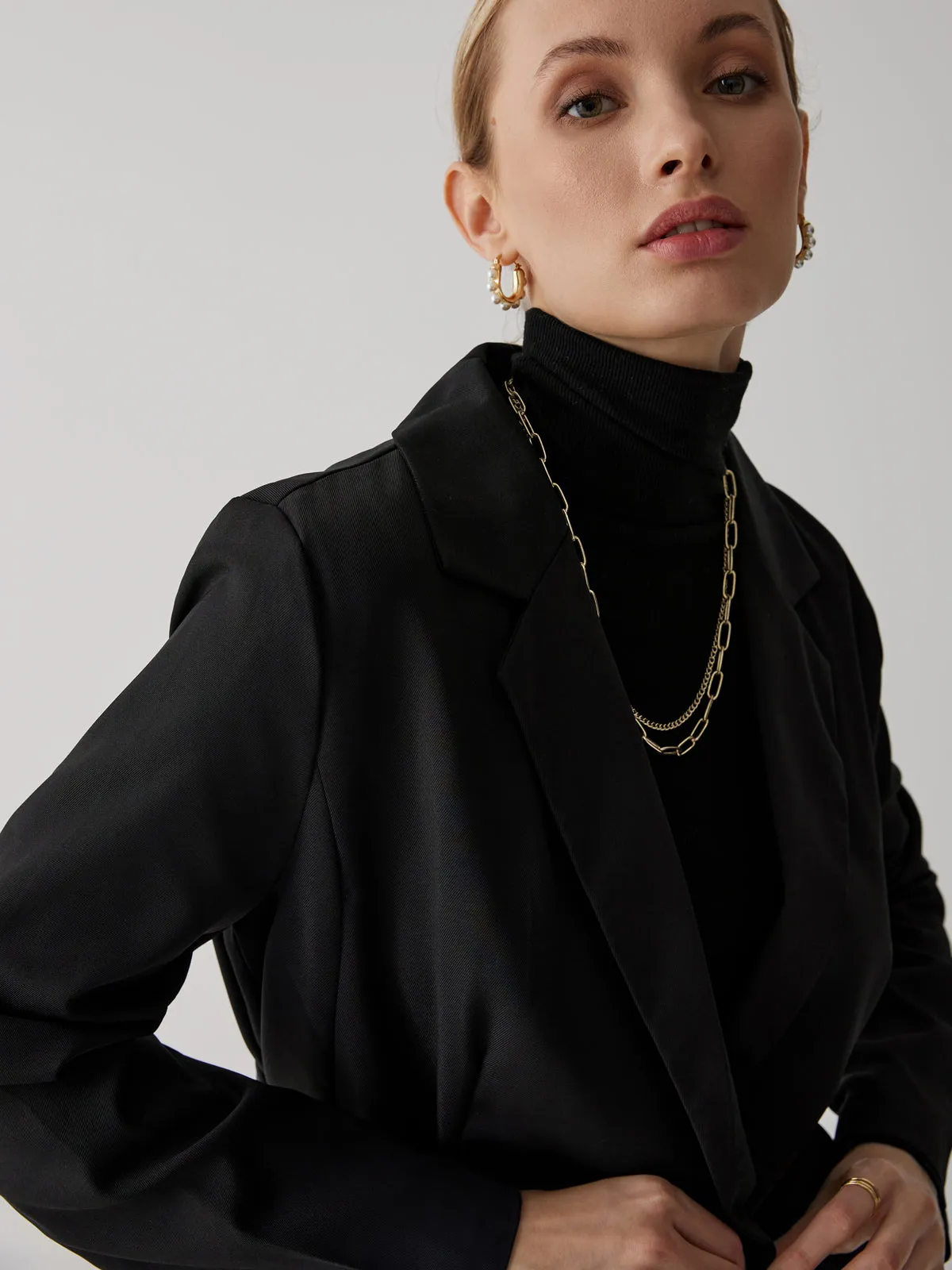 Drawstring Waist Button Blazer sold by COMMENSE product image thumbnail 3