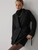 Drawstring Waist Button Blazer sold by COMMENSE