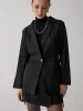 Drawstring Waist Button Blazer sold by COMMENSE