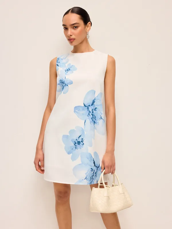 Floral Tye-Dye-Print Zipper Dress sold by COMMENSE