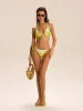 Gradient Pleated Knot Detail Bikini Set sold by COMMENSE
