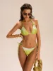 Gradient Pleated Knot Detail Bikini Set sold by COMMENSE
