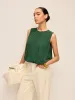 Pleated Cotton & Linen Sleeveless Top sold by COMMENSE