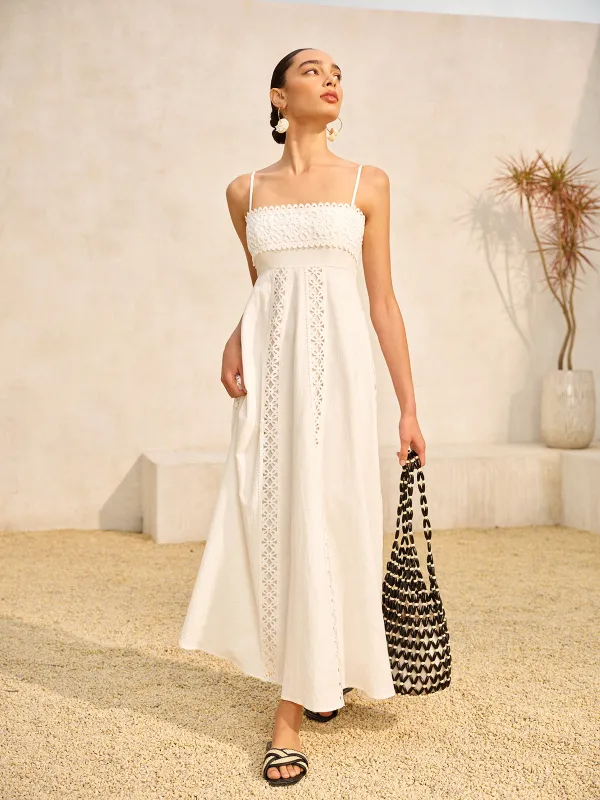 Lace Trim Cotton Cami Dress sold by COMMENSE