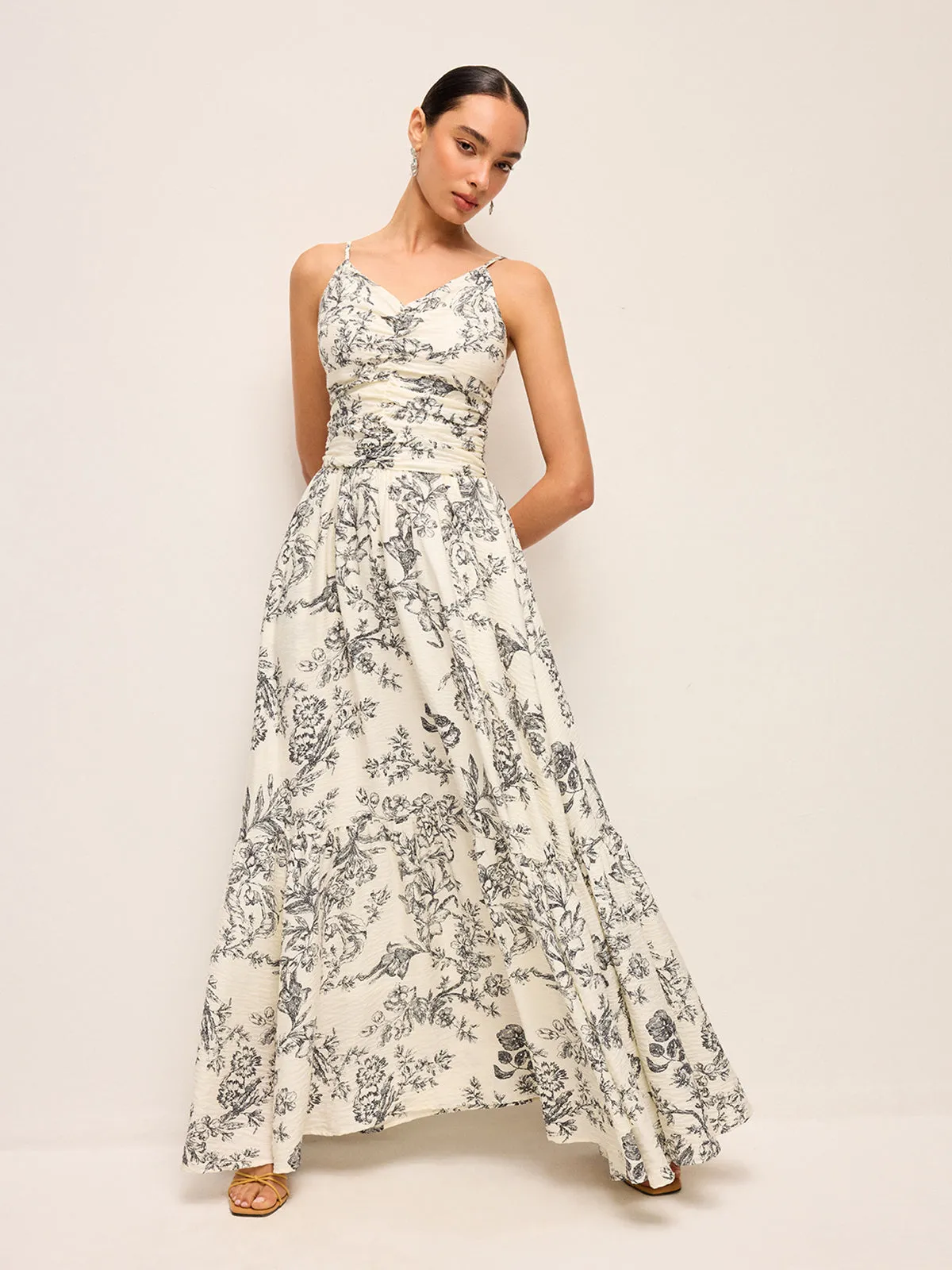 Floral Print Ruched Cami Dress sold by COMMENSE product image thumbnail 2