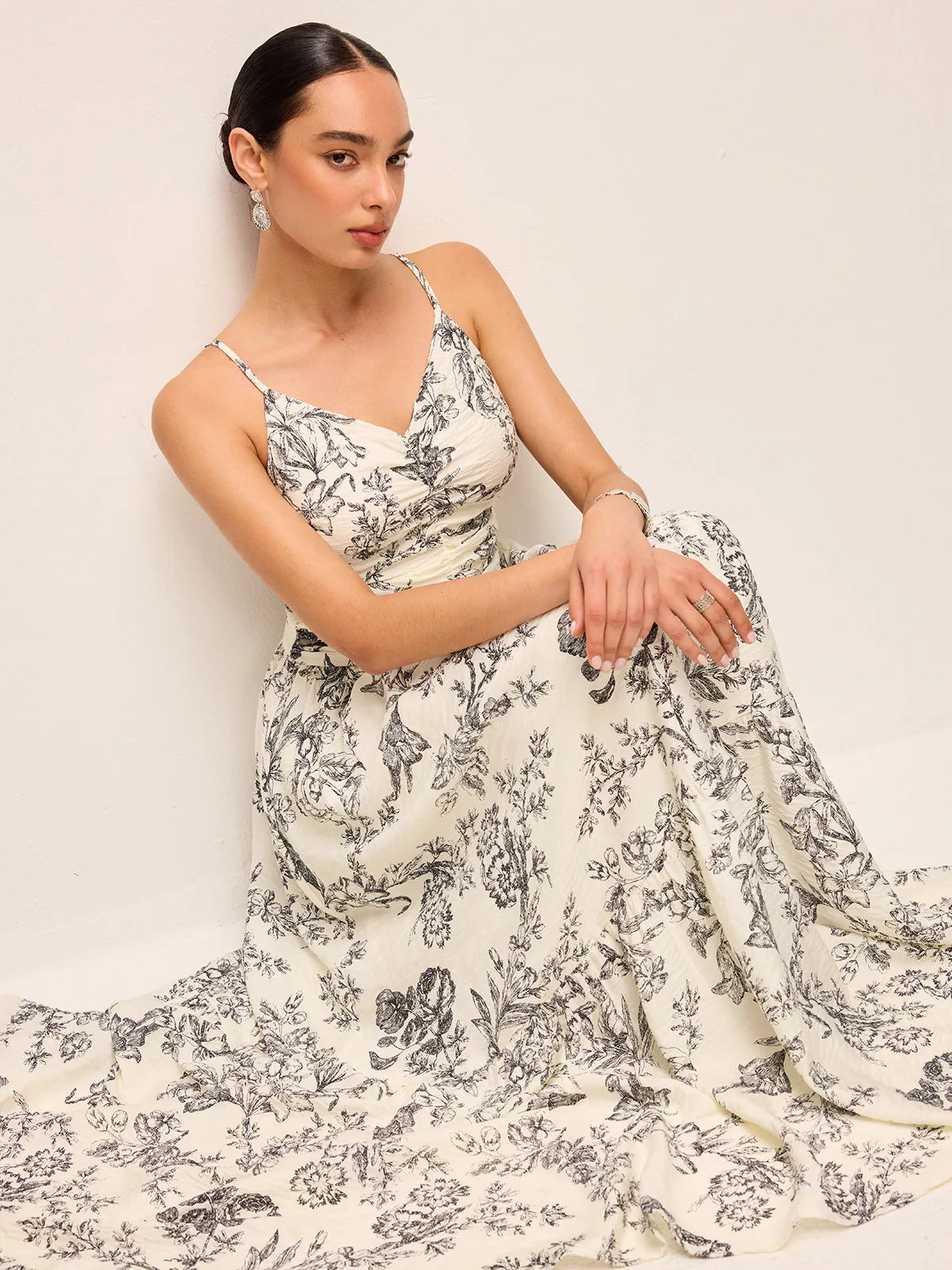 Floral Print Ruched Cami Dress sold by COMMENSE product image thumbnail 4