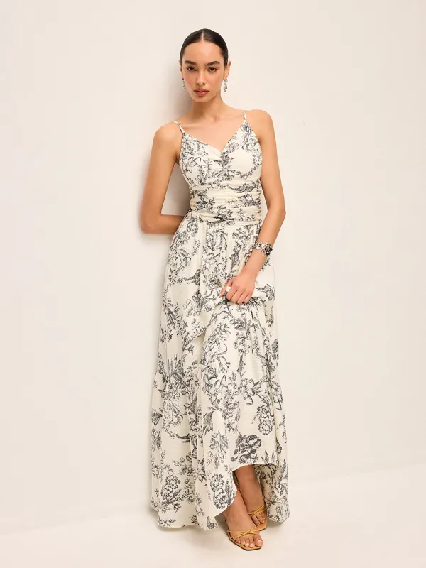 Floral Print Ruched Cami Dress sold by COMMENSE