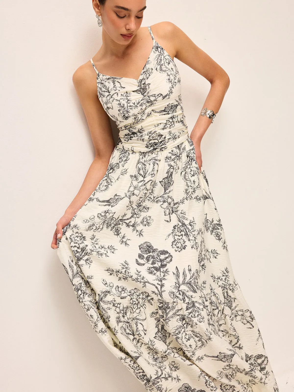 Floral Print Ruched Cami Dress sold by COMMENSE product image thumbnail 5