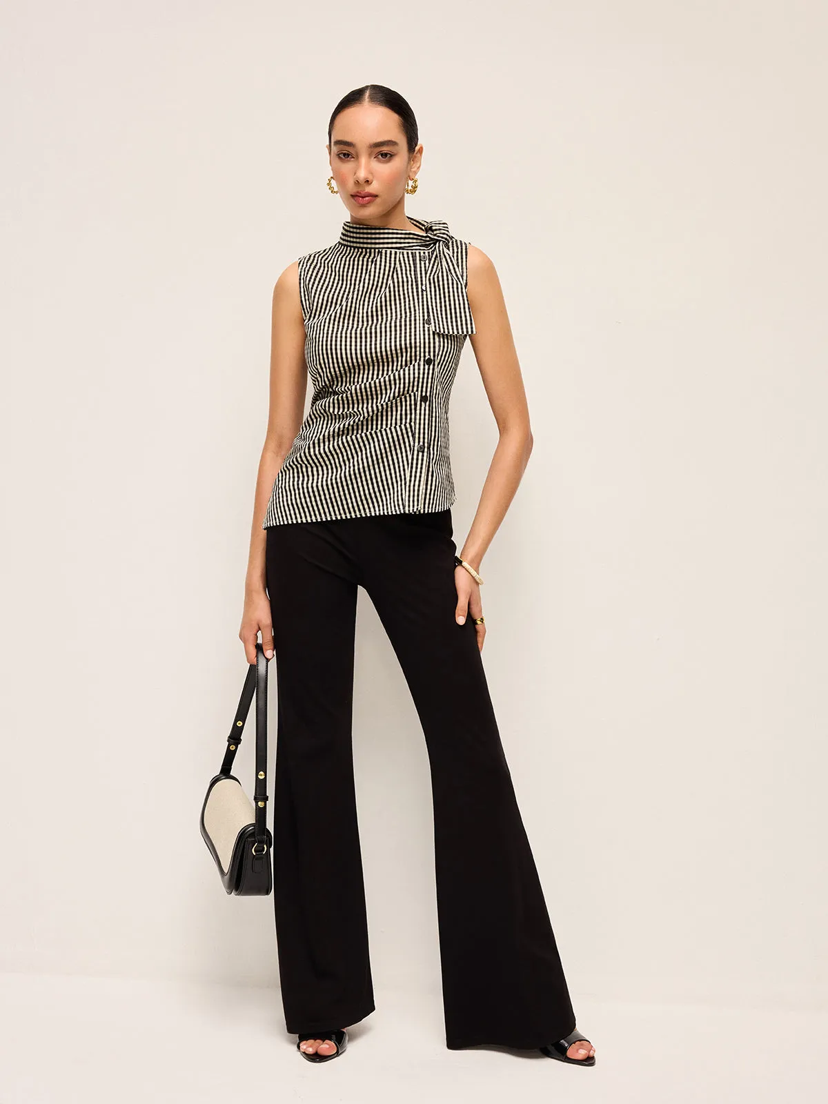 Asymmetric Neck Gingham Button Top sold by COMMENSE product image thumbnail 3