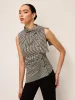 Asymmetric Neck Gingham Button Top sold by COMMENSE
