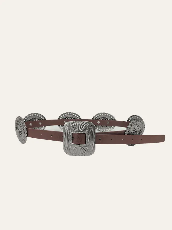 Vintage Concho Buckle Leather Belt sold by COMMENSE