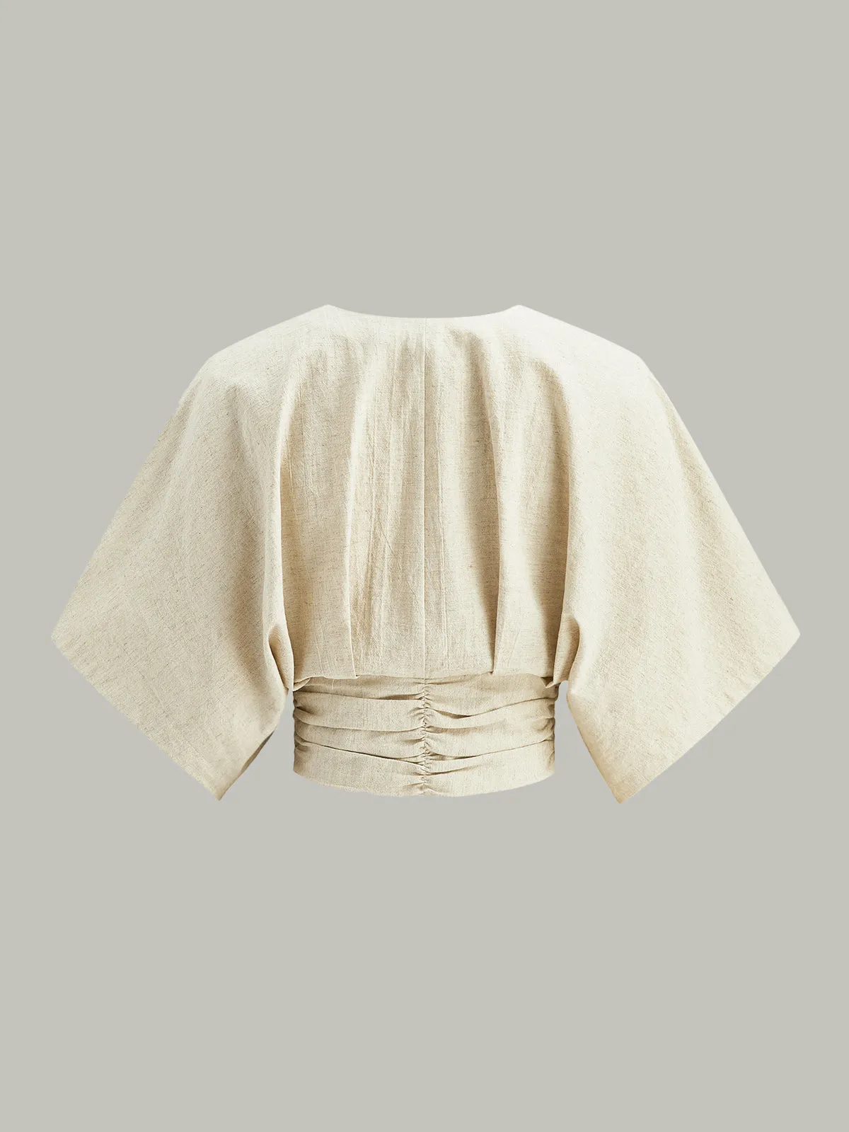 Cotton & Linen Kimono Sleeve Button Top sold by COMMENSE product image thumbnail 2