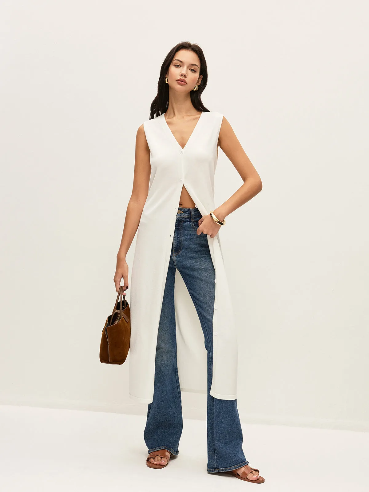 Buttoned Vest Knitted Pants Set sold by COMMENSE