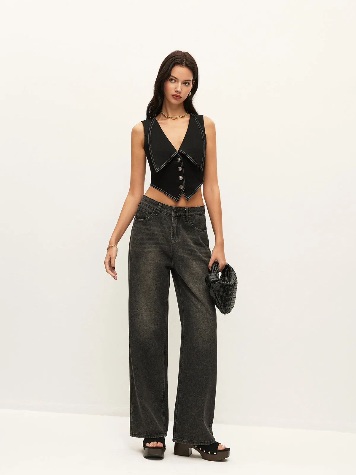 Collared Button-Down Denim Top sold by COMMENSE product image thumbnail 3