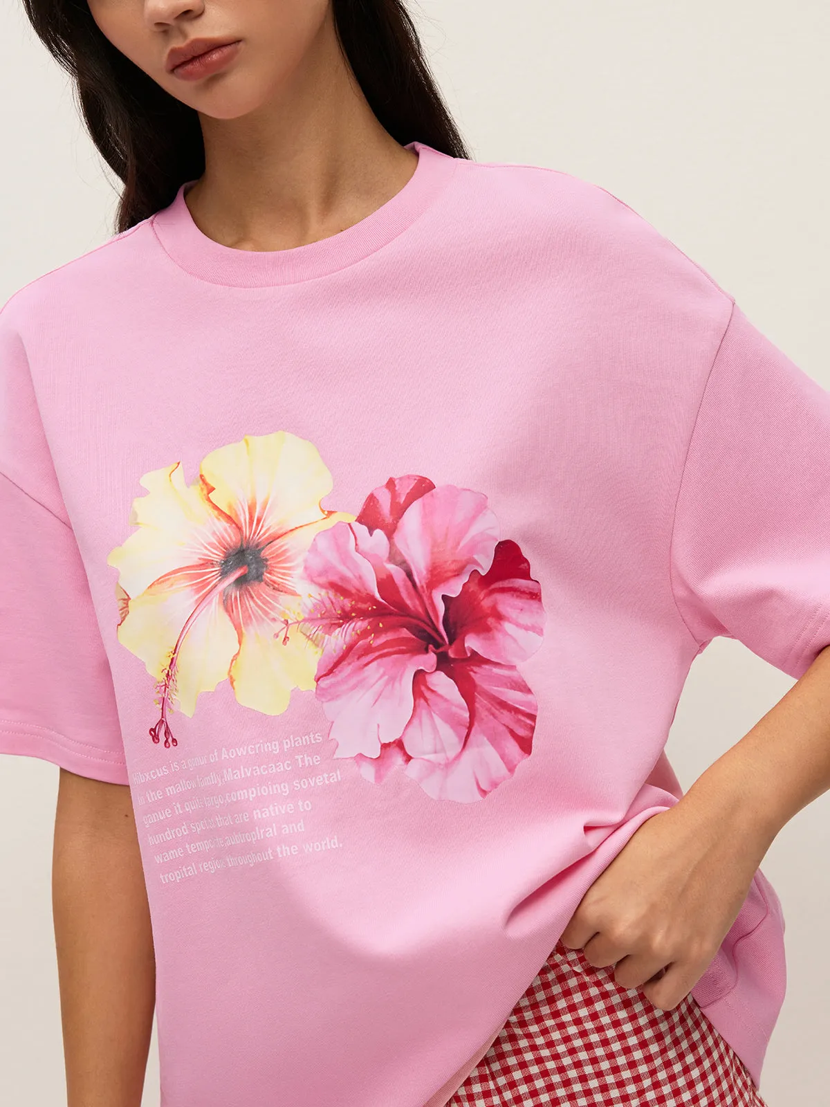 Cotton Floral Graphic Oversized T-Shirt sold by COMMENSE product image thumbnail 4