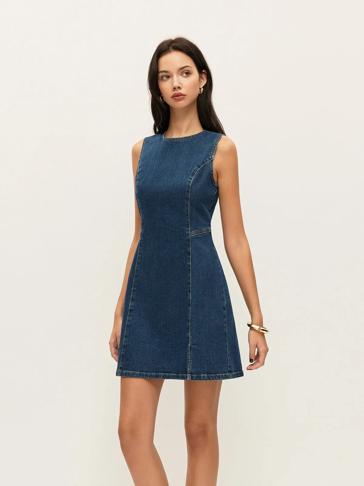 Sleeveless Denim Dress sold by COMMENSE product image thumbnail 4