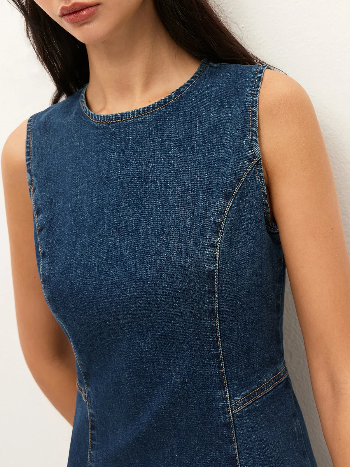 Sleeveless Denim Dress sold by COMMENSE product image thumbnail 5