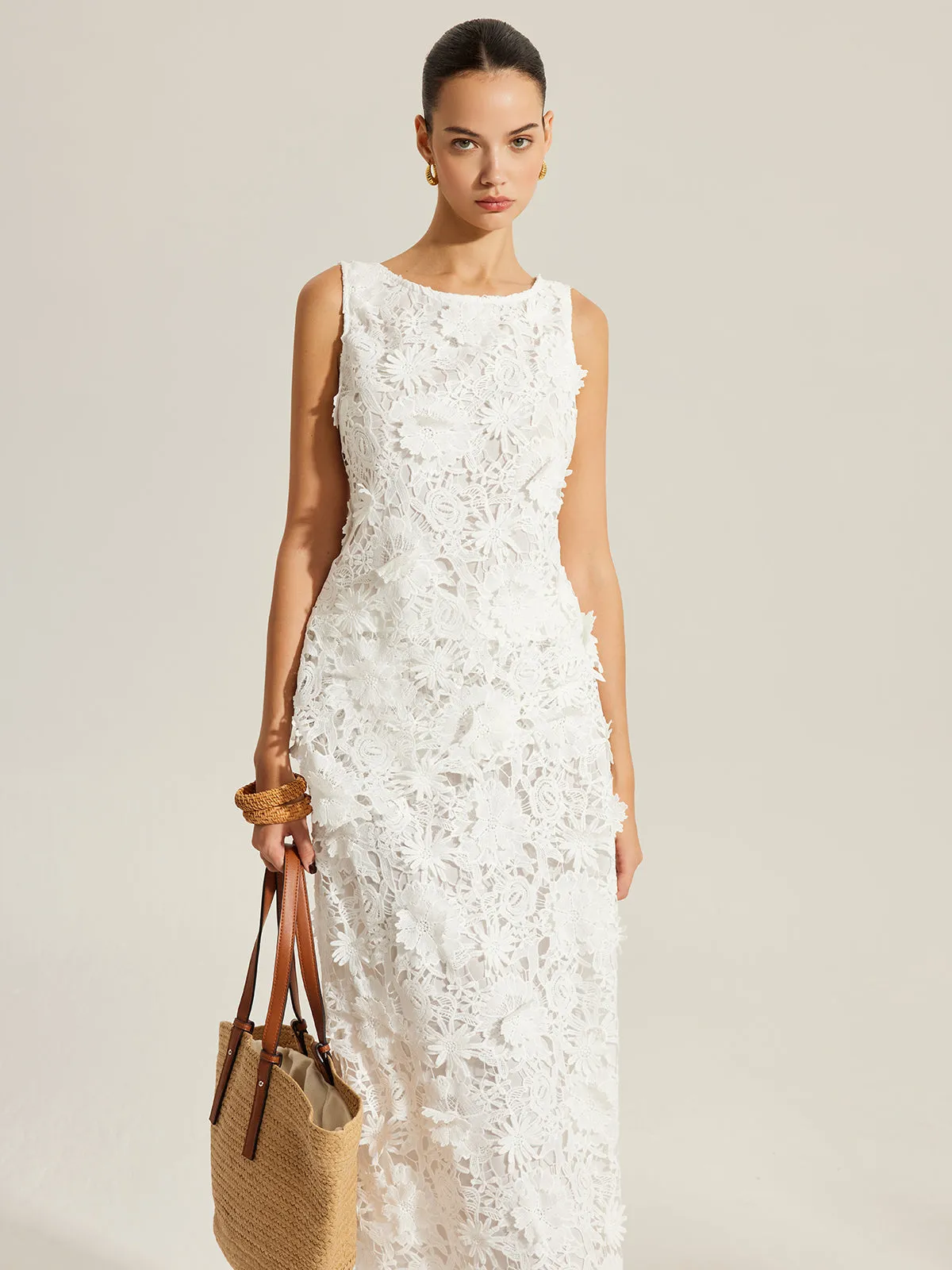 Floral Embroidered Sleeveless Lace Top sold by COMMENSE product image thumbnail 2