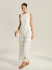 Floral Embroidered Sleeveless Lace Top sold by COMMENSE