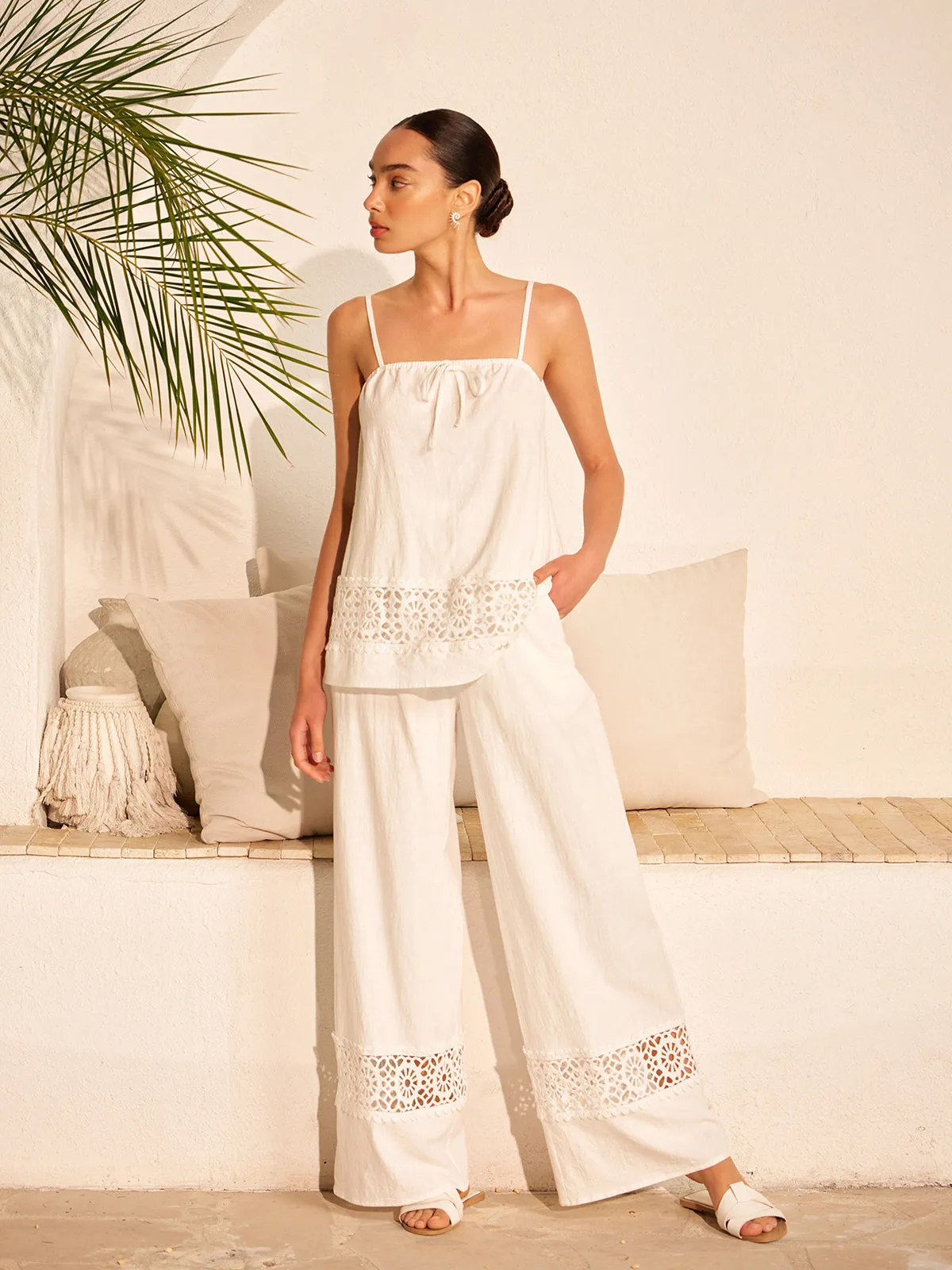 Cotton Pants Set With Lace Panels sold by COMMENSE