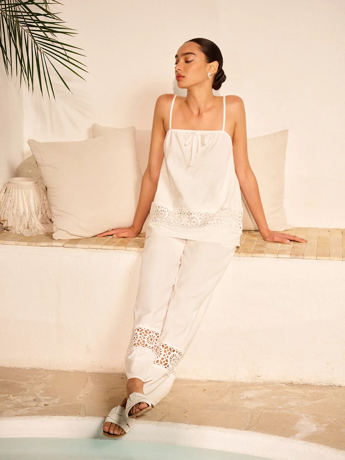 Cotton Pants Set With Lace Panels sold by COMMENSE product image thumbnail 4