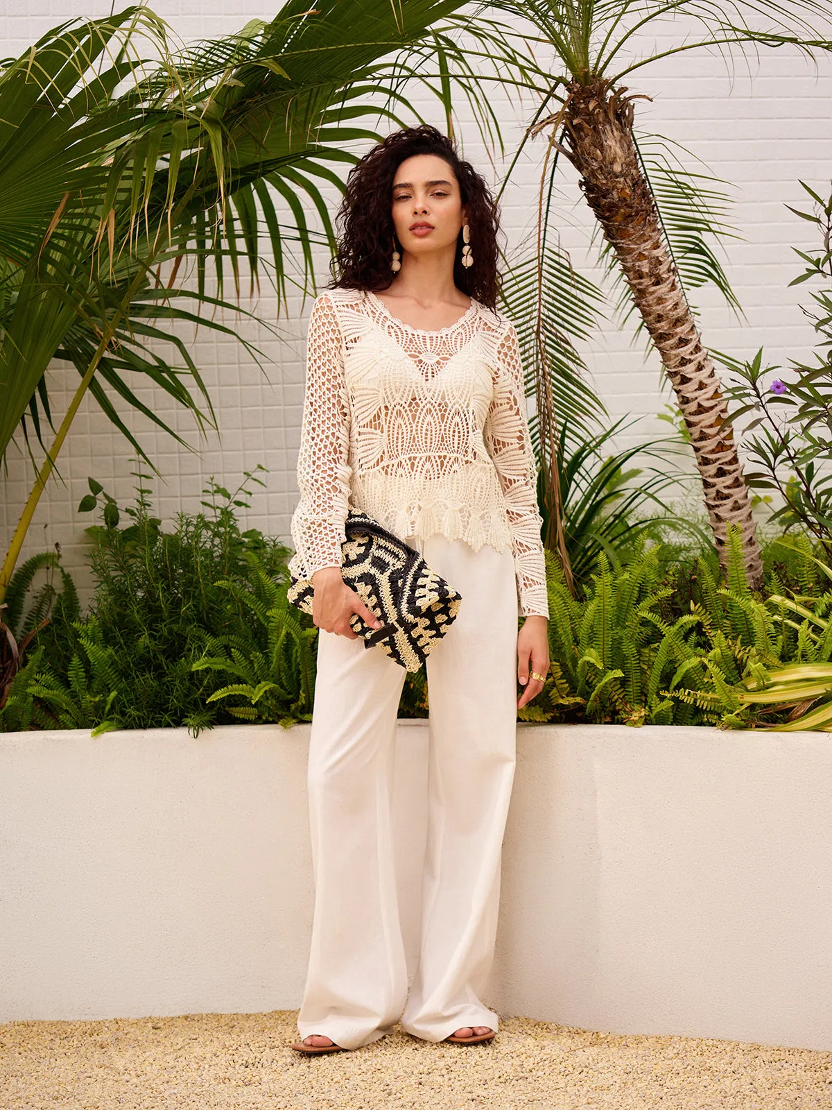 Sheer Cotton Crochet Knit Top sold by COMMENSE product image thumbnail 2