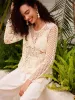 Sheer Cotton Crochet Knit Top sold by COMMENSE