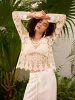 Sheer Cotton Crochet Knit Top sold by COMMENSE