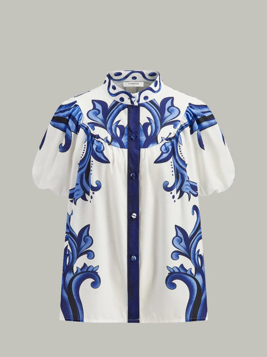 Floral Print Puff Sleeve Skirt Set With Pockets sold by COMMENSE product image thumbnail 2