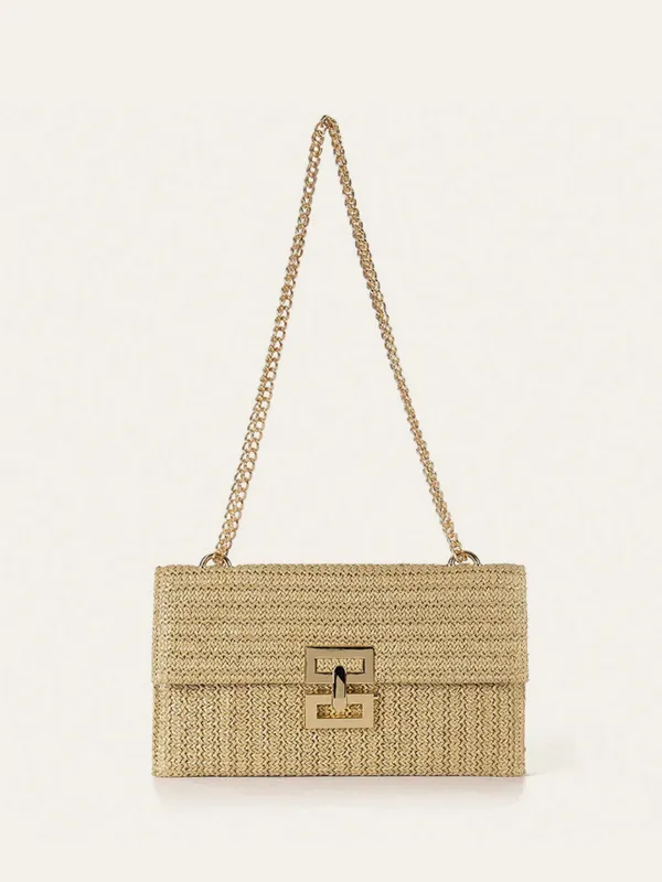 Woven Chain Strap Flap Shoulder Bag sold by COMMENSE