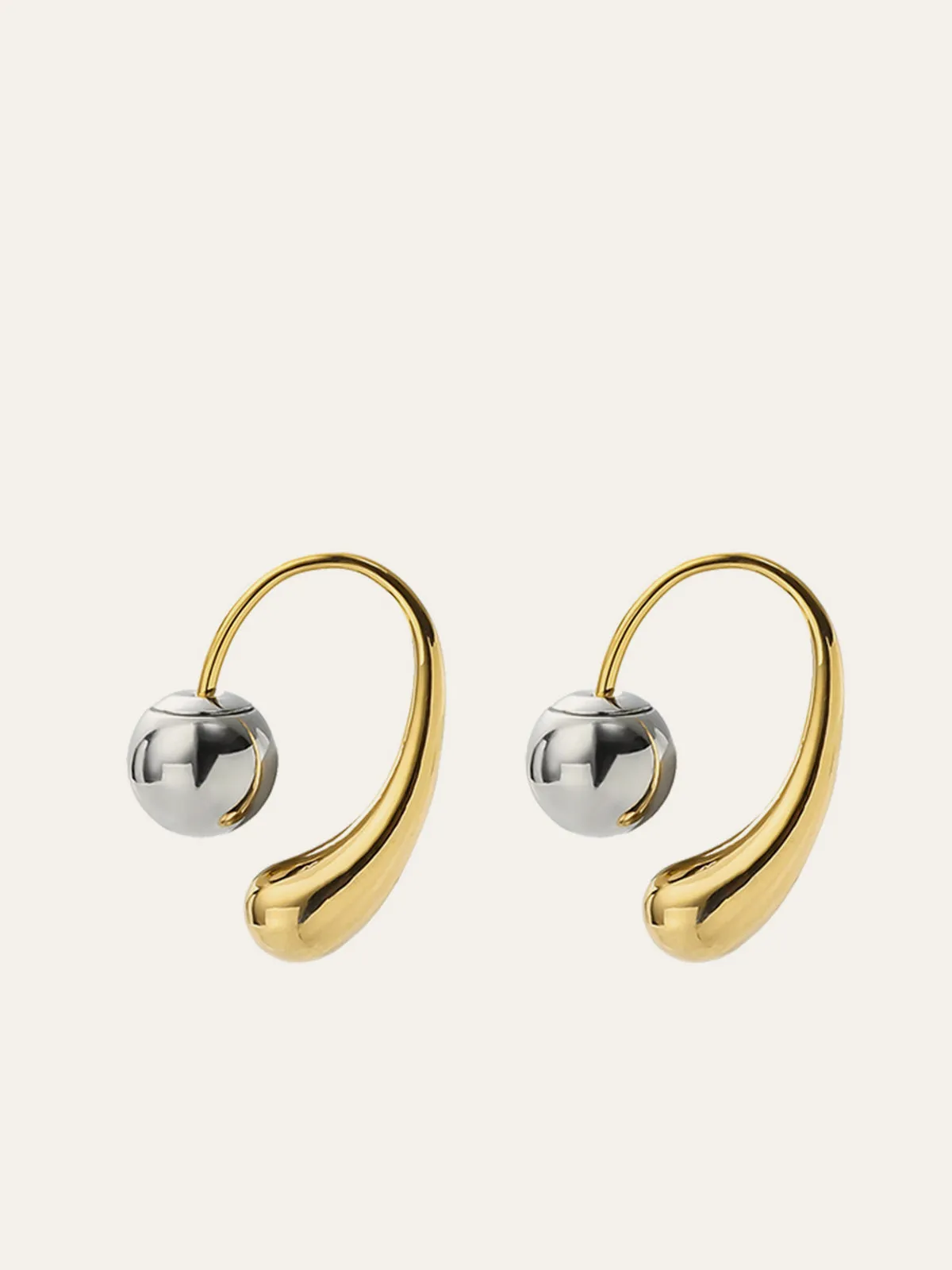 Two-Tone Abstract Curve Ball Earrings sold by COMMENSE
