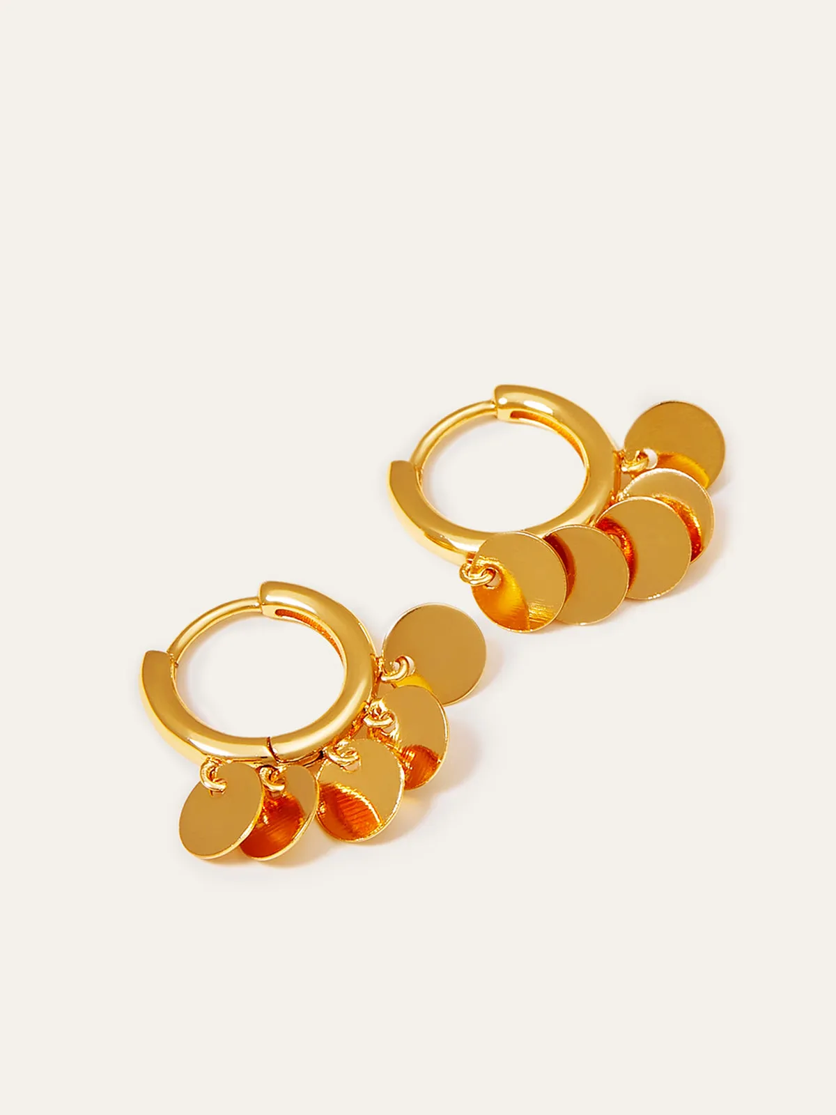 Dangling Disc Charm Hoop Earrings sold by COMMENSE product image thumbnail 2