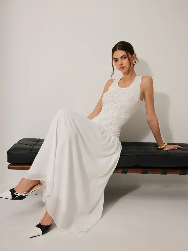 Semi-Sheer Knit Sleeveless Dress sold by COMMENSE