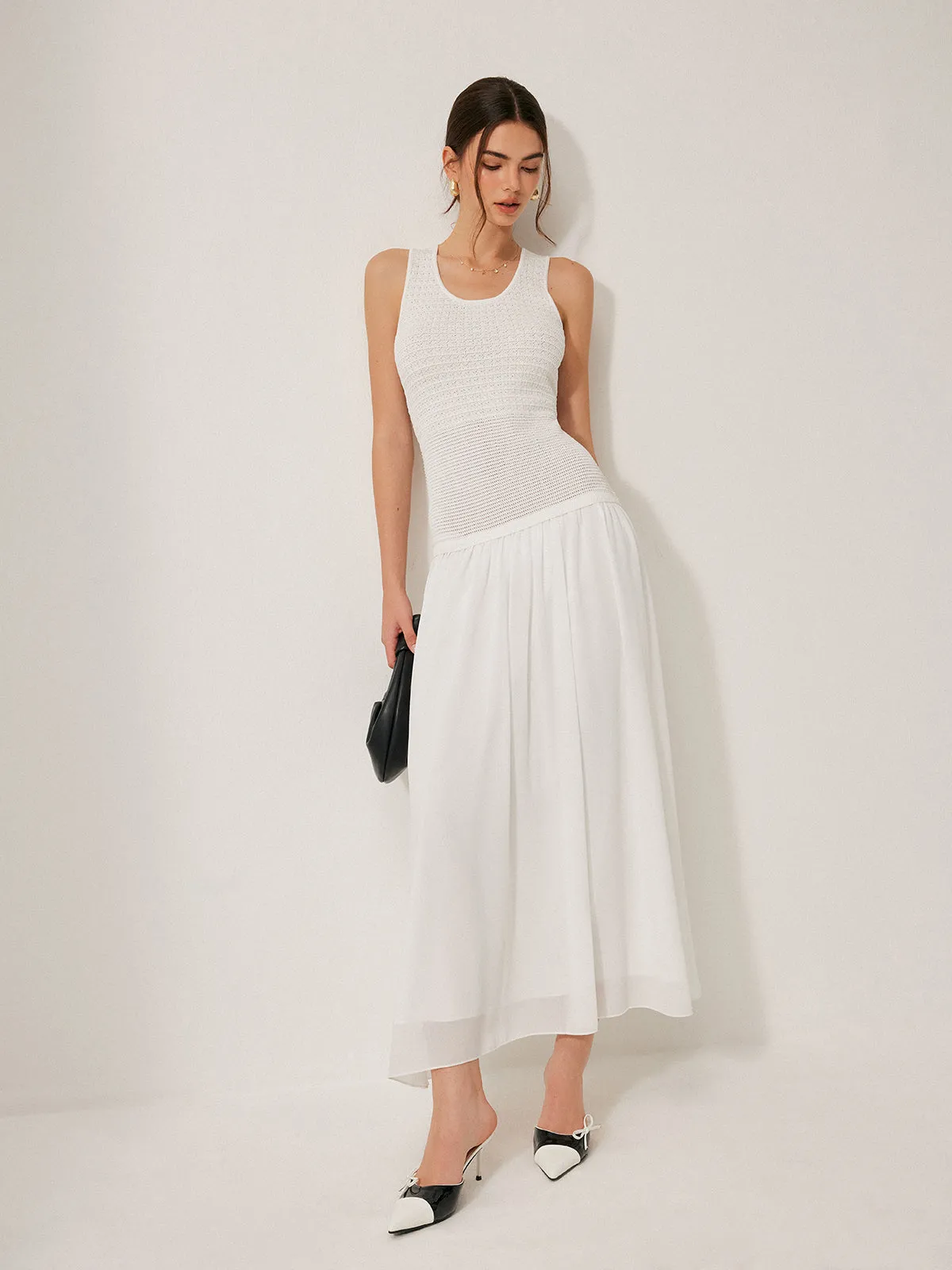 Semi-Sheer Knit Sleeveless Dress sold by COMMENSE product image thumbnail 3