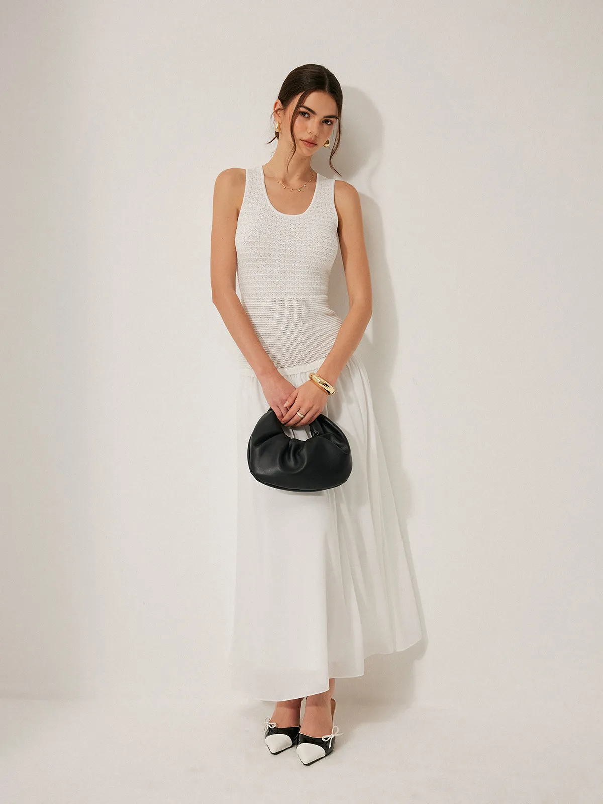 Semi-Sheer Knit Sleeveless Dress sold by COMMENSE product image thumbnail 5